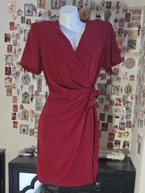 Jeremy Scott Burgundy Wrap Mini Dress with Side Knot